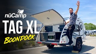 Tiny Tear Drop Camper  2022 NuCamp TAG XL Boondock Tour [upl. by Eca]