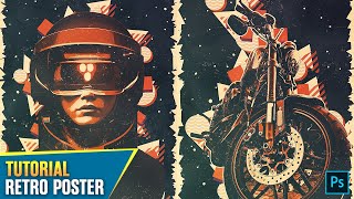 Photoshop Tutorial  How To Create A Retro Graphic Poster  Photoshop Action [upl. by Ateuqal]