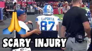 Sam LaPorta SCARY INJURY amp CARTED OFF 🙏 Lions vs Cardinals 2024 highlights [upl. by Aneehc]