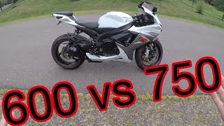 Suzuki Gsxr600 vs Gsxr750 which motorcycle you should BUY and WHY [upl. by Eicyal]