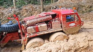 Heavy Trucks Stuck in Dangerous Extreme Mud Intruder Oshkosh Star Zil Kamaz Kosmovac Offroad [upl. by Soisanahta570]