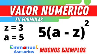 VALOR NUMÉRICO en Fórmulas Ejercicios de Sustitución en un Fórmula Matemática matematicas [upl. by Frost]