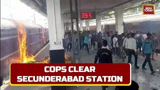 Secunderabad Station News Station Cleared By Cops After Complete Arson By Agneepath Protestors [upl. by Anallese]