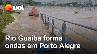 Enchente no Rio Grande do Sul Guaíba forma ondas em Porto Alegre veja vídeos [upl. by Sivart]