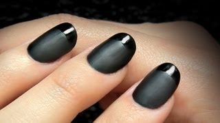 YSL inspired Tuxedo Nails  black french manicure tutorial in glossy and matte duo DIY [upl. by Eserehs389]