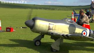 GIANT 14 SCALE RC HAWKER SEAFURY MOKI 250cc RADIAL  MICK NLMFC RC BALDOCK  2013 [upl. by Eiveneg]