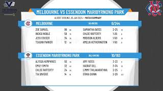 Vic Prem Cricket  Kookaburra Womens Firsts One Day  Rd9  Melbourne v Essendon Maribyrnong Park [upl. by Hutton]