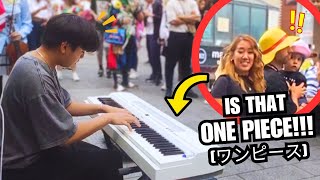 I play ONE PIECE on Piano in Public [upl. by Harias]