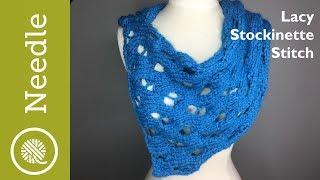 Lacy Stockinette Stitch  Right Handed  Rolling Waves Knit Cowl [upl. by Flss]