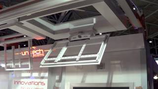 Unitech Systems FPLCV2SLIMR flat tv ceiling lift with rotation at ISE 20132 [upl. by Debbie]