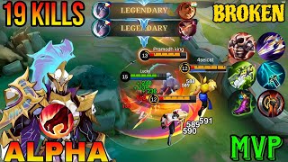 19 KILLS ALPHA NEW HIGH RANK BUILD AND EMBLEM 2024  MLBB [upl. by Enoved]