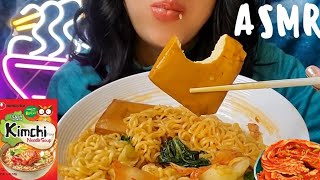 ASMR Nongshim Kimchi Tofu Ramen Noodles Eating Sounds No Talking Mukbang  recipe [upl. by Patman]