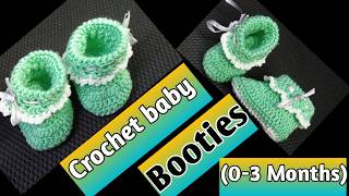 How To Crochet Baby Booties for 03 Months Easy Tutorial [upl. by Cristian535]