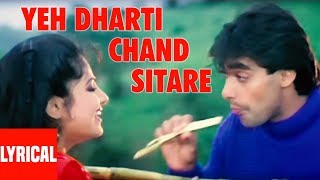 Yeh Dharti Chand Sitare Lyrical Video  Kurbaan  Udit Narayan Anuradha Paudwal  Salman Khan [upl. by Nanreit]