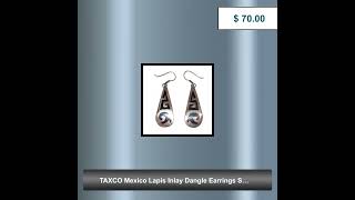 TAXCO Mexico Lapis Inlay Dangle Earrings Sterling Silver Vintage [upl. by Yorgen]