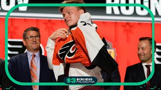 Flyers draft Matvei Michkov Oliver Bonk in first round of 2023 NHL draft [upl. by Drannel]