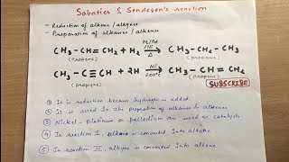 Sabatier and Sandersen’s Reaction  Organic chemistry [upl. by Lydnek]