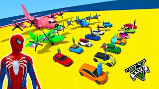 Spiderman Cars Race GTA 5 Cars Ride Digital Circus Spiderman and Heroes New Stunt Challenge [upl. by Kellda832]