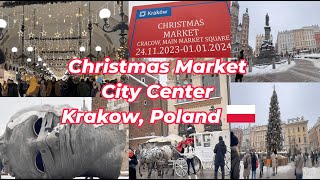 Christmas Market 2023 City Center Krakow Poland [upl. by Merkley]