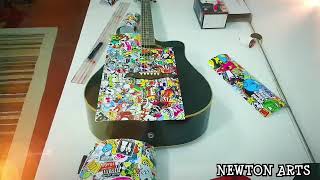 Guitar Makeover  Sticker bomb  Newton Arts [upl. by Adnahsam]