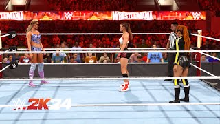 WWE 2K24 Showcase Mode  Becky Lynch Vs Charlotte Flair Vs Ronda Rousey Wrestlemania 35 PS5 [upl. by Conlen]