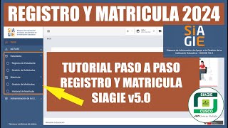 Siagie v50  Registro y Matricula de Estudiantes  TUTORIAL BIEN EXPLICADO [upl. by Pathe]