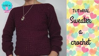 Tutorial Sweater saco a crochet muy fácil punto bloques [upl. by Mccreery339]