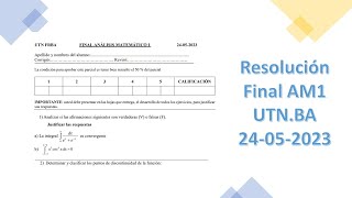 Resolución Final Análisis Matemático I UTN FRBA 24052023  Punto 2 [upl. by Hammel]