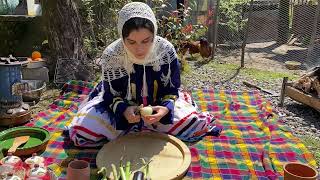 KASHKE BADEMJAN And Lavash Bread in Iran village life  iranian rural life [upl. by Lesna]