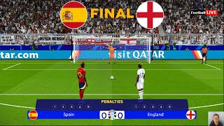 SPAIN Vs ENGLAND  Penalty Shootout  Final UEFA Euro 2024  Yamal vs Saka  PES Gameplay [upl. by Draw]