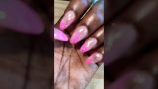 Mid Almond Shaped Nails With GoldampPink Design For Pre Bday Look shorts nails nailart naildesign [upl. by Eelatan]