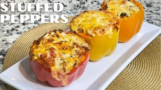 Vegetarian Stuffed Bell Peppers  Stuffed Peppers with Rice  Meatless Monday [upl. by Nnaeerb479]