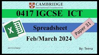 IGCSE  ICT 0417  FEBMARCH 2024  PAPER 31  041731FM24 [upl. by Newg]