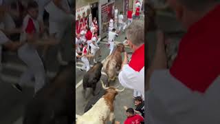 The view from our dead mans curve in Estafeta Street here in pamplona The running of the bulls [upl. by Notlef]