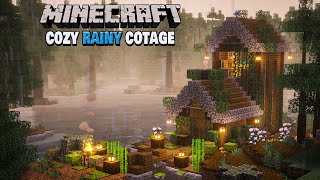 Minecraft Relaxing Longplay  cozy rainy cottage ⛈🏕  No Commentary [upl. by Eellek]