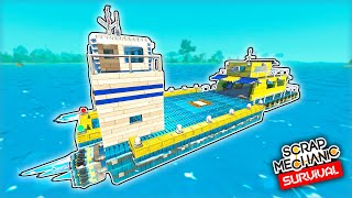 I Turned My FLOATING Houseboat Into a GIANT Mobile Base  IT MOVES Scrap Mechanic Survival Ep 18 [upl. by Enamrahc]