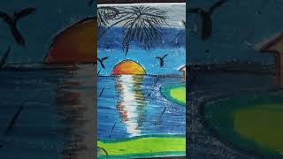 Scenery drawing oil pastels  Easy and simple youtube shorts [upl. by Bushore]