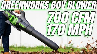 Greenworks Strongest 60V Pro Leaf Blower  700 CFM 170 MPH [upl. by Einafpets]