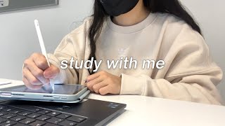 3 hour STUDY WITH ME at the library pomodoro method keyboard asmr page flip Apple Pencil sound [upl. by Asilehc730]