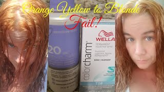 Orange yellow hair vs T18 wella toner [upl. by Eusadnilem]