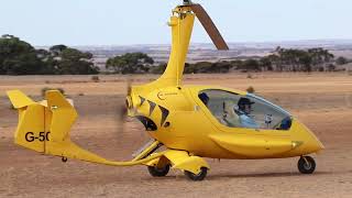 Setting off in the yellow ELA 10Eclipse gyroplane Rollos Airfield Pallamana South Australia [upl. by Nishi460]