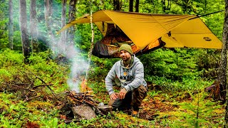 Camping In Rain With Hammock And Tarp [upl. by Loutitia49]