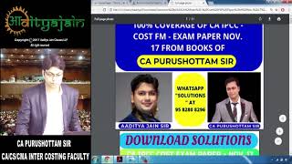 SOLUTION CA INTER IPCC COST FM NOV 17 EXAM PAPER [upl. by Haroppizt]