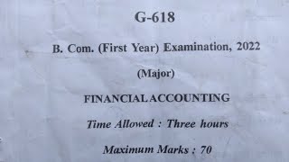 BCOM  1st YEAR  FINANCIAL ACCOUNTING  RDVV  QUESTION PAPER  2022 [upl. by Gavrilla]