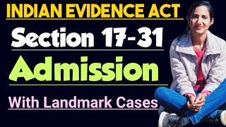 Admission in indian evidence act notes in hindi  Section 17 to 31 of indian evidence act in hindi [upl. by Erolyat]