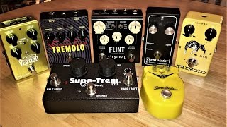 Optical Tremolo Shoot Out 1  Flint Joyo Tuna Melt Vertigo Voodoo Labs Tremulator SupaTrem [upl. by Eatnuhs]