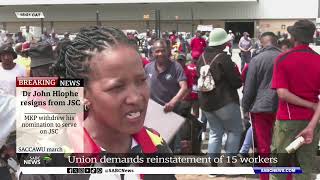 SACCAWU March  Union demands reinstatement of 15 suspended workers [upl. by Hux200]