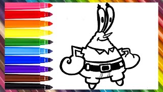 Draw and Color the Characters of Spongebob Mr Krab🐙🦀🍔🐿️🦑👾🐌🌊Drawings for Kids How to draw [upl. by Nat567]