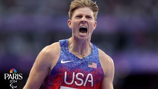 Hunter Woodhall becomes Paralympic champion with incredible 400m close for gold  NBC Sports [upl. by Keil]