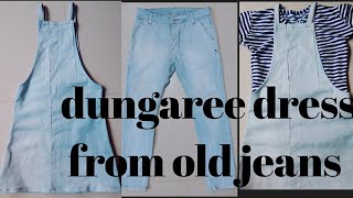 How to make dungaree dress from old jeans [upl. by Ressan]